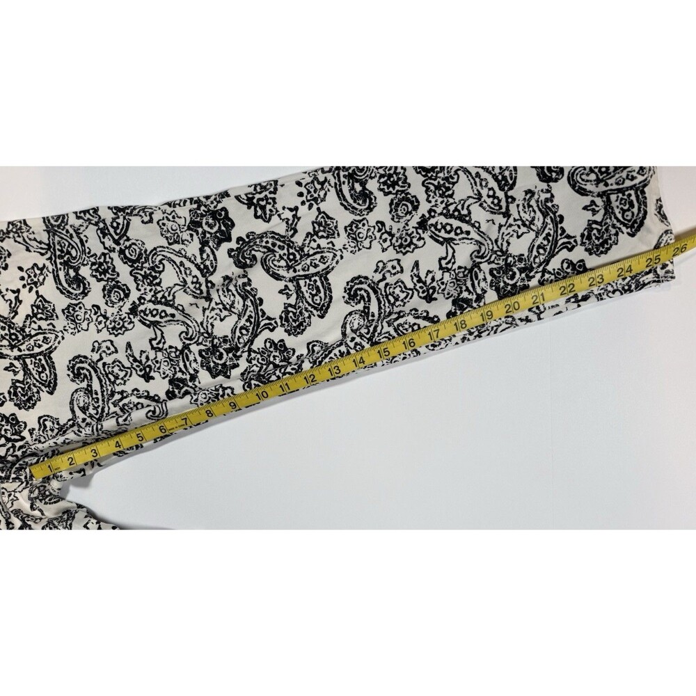 NYDJ Ankle Jeans Womens 10 Paisley Print White Black Stretch Straight Cro - Picture 7 of 9